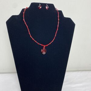 Red Heart Crystal Necklace 14" Valentines Day Love